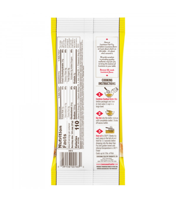 Louisiana Fish Fry Beer Batter Mix 8.5oz Crispy and Flavorful Beer Battered Crust with Louisiana Fish Fry Beer Batter Mix - 8.5oz