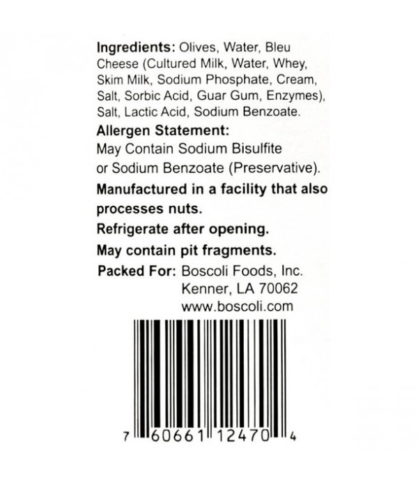 Boscoli Bleu Cheese Stuffed Olives 16oz Boscoli Bleu Cheese Stuffed Olives 16oz